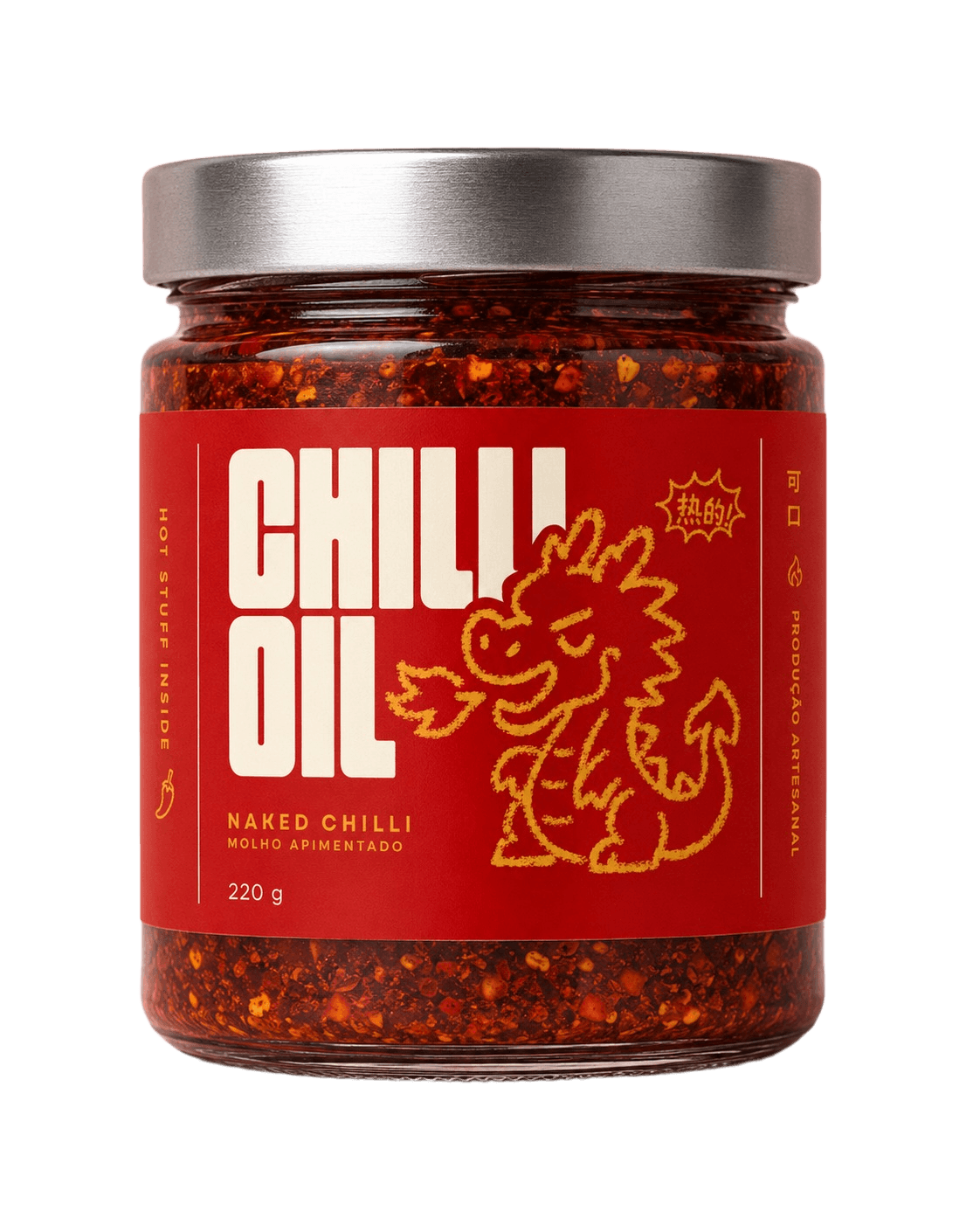 Pote de Chilli Oil da Naked Chilli, molho apimentado de 220 g